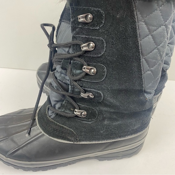 Khombu Nordic 2 Black Gray Winter Snow Tall Boots Lace-up Faux Fur Suede Size 7 - Picture 13 of 14